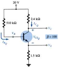 For the emitter-stabilized bias circuit of Fig. 4.112, determine:
(a) IBQ.
(b)