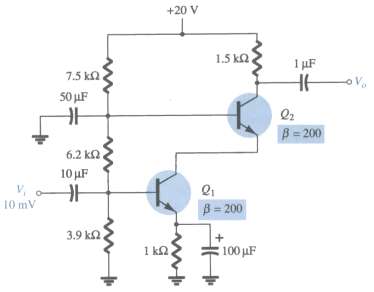 In the cascode amplifier circuit of Fig. 5.177, calculate the