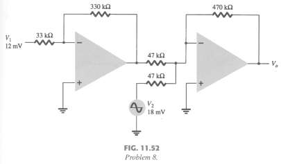 Determine the output voltage for the circuit of Fig. 11.52.