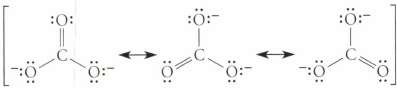 Consider the resonance structures for the carbonate ion.
(a) How much