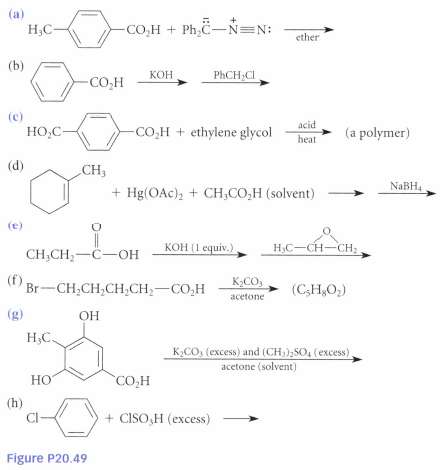 Complete each of the reactions given in Fig. P20.49 by