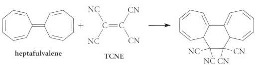 Heptafulvalene undergoes a thermal reaction with
tetracyanoethylene (TCNE) to give the