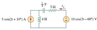 Using the superposition principle, find ix in the circuit of