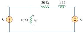 Use the superposition principle to obtain vx in the circuit
