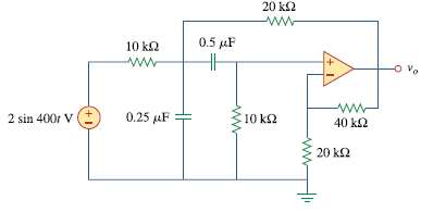 Determine vo (t) in the op amp circuit in Fig.