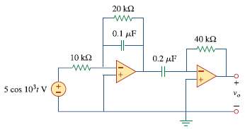 For the op amp circuit in Fig. 10.122, obtain vo
