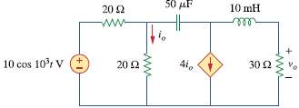 Use nodal analysis to find vo in the circuit of