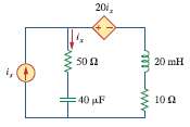 For the circuit in Fig. 11.38, is = 6 cos