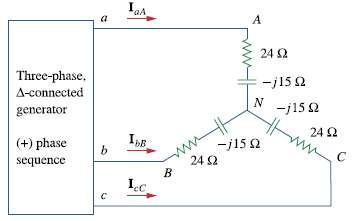 For the balanced circuit in Fig. 12.55, Vab = 125