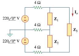 Use PSpice to determine Io in the single-phase, three-wire circuit