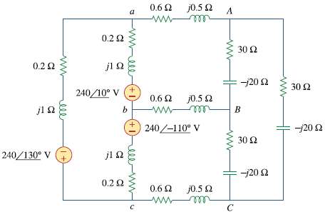 A balanced three-phase circuit is shown in Fig. 12.70 on