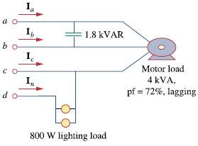 Figure 12.76 displays a three-phase delta-connected motor load which is