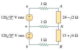 For the single-phase three-wire system in Fig. 12.77, find currents