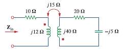 Determine the input impedance of the air-core transformer circuit of