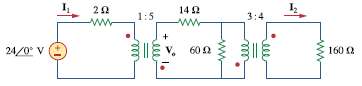 For the circuit in Fig. 13.126, find I1, I2, and