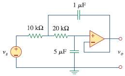Using PSpice, obtain the frequency response of the circuit in