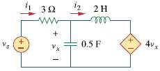 For the circuit in Fig. 16.66, find:
(a) I1 /Vs
(b) I2
