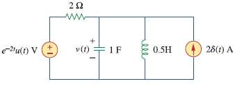 Determine the Fourier transform of v(t) in the circuit shown
