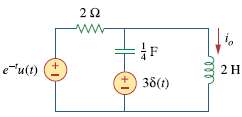 Determine the Fourier transform of io(t) in the circuit of
