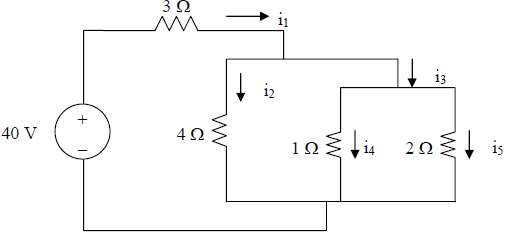 For the circuit in Fig. 2.95, determine i1 to i5.
Figure