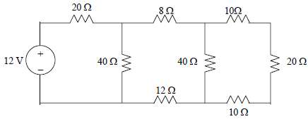 Using series/parallel resistance combination, find the equivalent resistance seen by