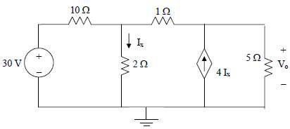 Using nodal analysis, determine Vo in the circuit in Fig.