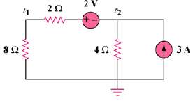 Calculate v1 and v2 in the circuit of Fig. 3.62