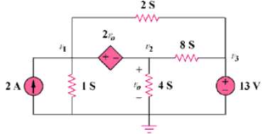 Determine voltages v1 through v3 in the circuit of Fig.