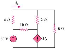 Using nodal analysis, find current io in the circuit of