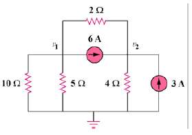 For the circuit in Fig. 3.51, obtain v1 and v2.
Figure