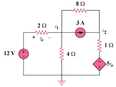 Determine v1 and v2 in the circuit in Fig. 3.71.
Figure