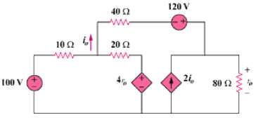 Using nodal analysis, find vo and io in the circuit