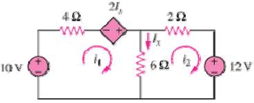 Determine the mesh currents i1 and i2 in the circuit