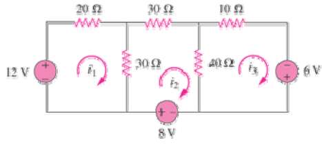 Determine the mesh currents in the circuit of Fig. 3.88.
Figure