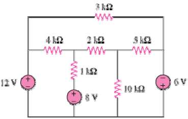 Determine the current through the 10-k( resistor in the circuit