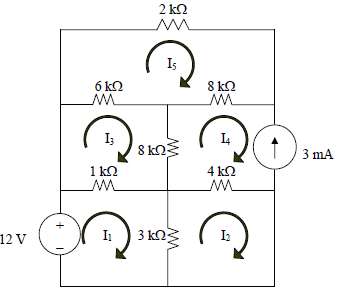 Find the mesh currents in the circuit of Fig. 3.98