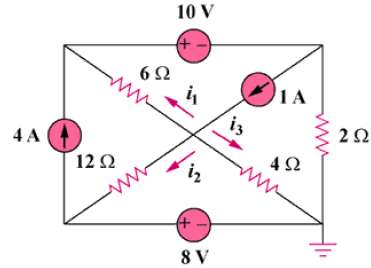 In the circuit of Fig. 3.100, solve for i1, i2,