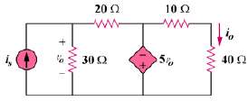 Calculate the current gain io/is in the circuit of Fig.