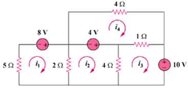 By inspection, write the mesh current equations for the circuit
