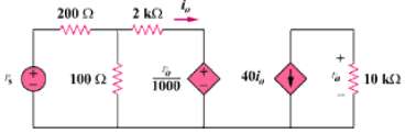 Determine the gain vo/vs of the transistor amplifier circuit in