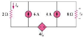 Use superposition to solve for vx in the circuit of