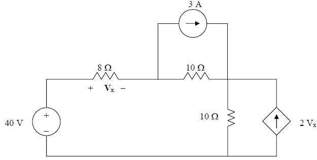 Use source transformation to find the voltage Vx in the