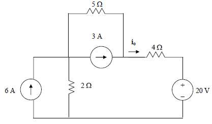 Use source transformation to find io in the circuit of