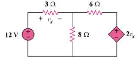Determine vx in the circuit of Fig. 4.99 using source