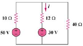Solve for the current i in the circuit of Fig.