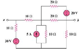 For the circuit in Fig. 4.109, find Thevenin equivalent between
