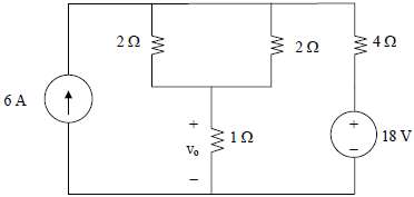Use superposition to find vo in the circuit of Fig.