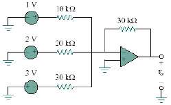 Determine the output of the summing amplifier in Fig. 5.74.