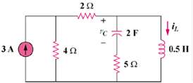 Find vC, iL, and the energy stored in the capacitor