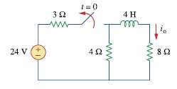 For the circuit in Fig. 7.91, find i0 for t